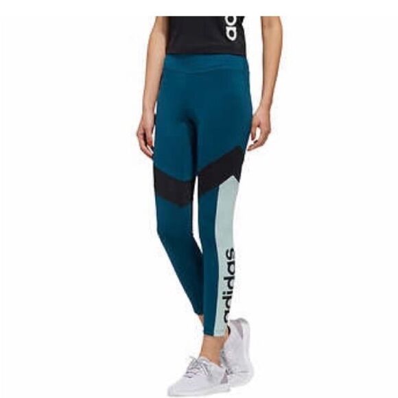 NWT ADIDAS COLOR BLOCK BLUE TIGHTS NWT SIZE SMALL - Picture 1 of 5